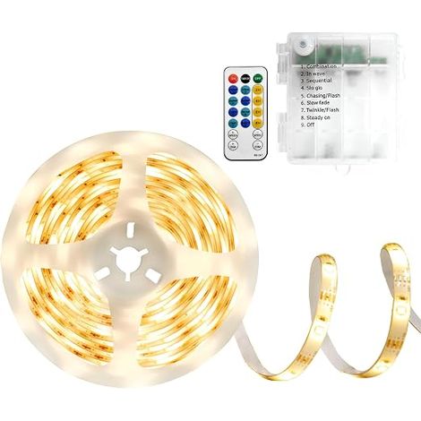 LED Strip 5M 150 LEDs 2835 SMD 8 Modes Self-Adhesive with Remote Control for Bedroom Home Decoration Warm White (1/5)