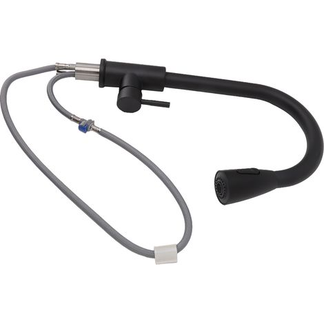 Robinet extractible en acier inoxydable, robinet universel pour évier de cuisine, chasse d'eau à 360 degrés, noir (1/5)