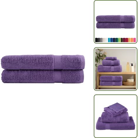 Premium-Handtücher SOLUND 2 Stk. Lila 100x200 cm 600 g/m² - Baumwolle - Handtücher - Badhandtücher - Lila - Violette Handtücher (1/5)