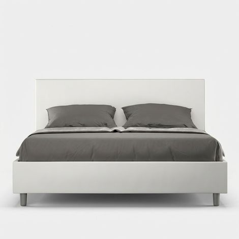 Doppelbett 160x200 mit Bettkasten modern Kunstleder Adele M1 - Weiß (1/5)