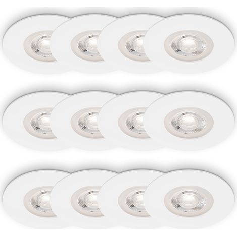 Lot de 3 x 4 spots encastrables LED, 4,9W, 480lm, lumière blanche chaude, spot encastrable, spots LED, extra plat, intérieur, 9 x 2,5 cm, blanc (1/5)