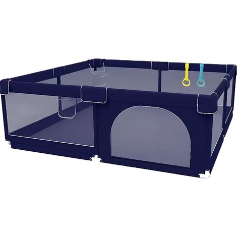 Parque infantil para bebés, malla transpirable, diseño anticaídas, azul. (1/2)