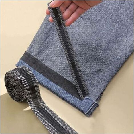 Nastro adesivo nero da 4 m per orli di pantaloni, accorciamento e riparazione di jeans e abbigliamento in denim, fai da te. (1/4)