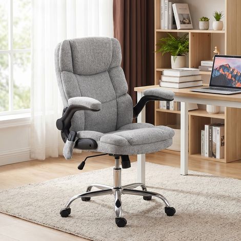Massage- und Heiz-Bürostuhl, ergonomischer Bürostuhl mit verstellbarer Höhe und Wippfunktion, grau (1/5)
