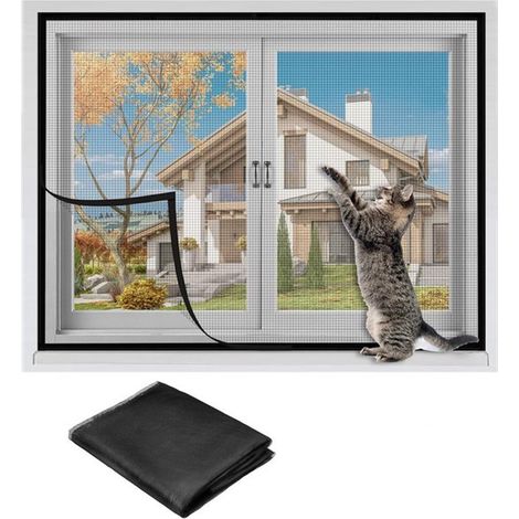 Moustiquaire pour fenêtres - Moustiquaire - Écran anti-insectes - Moustiquaire avec Velcro - Moustiquaire auto-adhésive - Écran amovible - Noir - 130 x 150 cm - PPZwart (1/5)