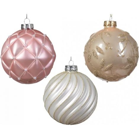 SFERA VETRO CON DECORI ASSORT. 10 CM Colore Rosa mix
