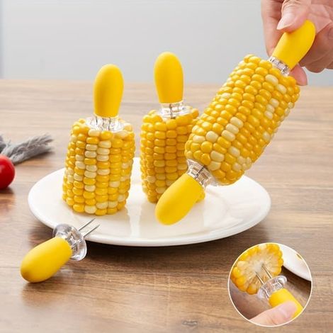 BelleRise - Support à épis de maïs en acier inoxydable avec poignée ergonomique, durable et sûr, pour grillades et fruits (1/5)