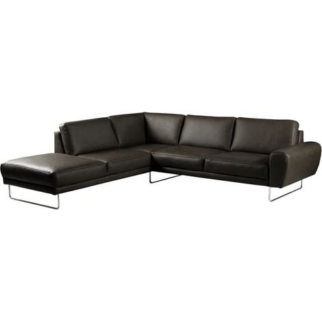 Canapé d'angle en 100% TOUT cuir italien de prestige 6/7 places SPENCER, noir, angle gauche (1/5)