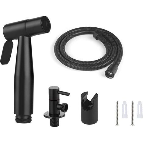 Spruzzatore per bidet in acciaio inossidabile, kit spruzzatore per bidet, spruzzatore per rubinetto, spruzzatore per WC (nero) (1/3)