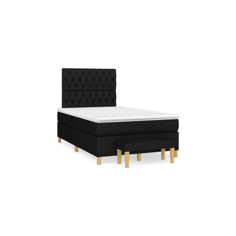 Sommier à lattes de lit avec matelas Noir 120x200 Tissu (1/5)