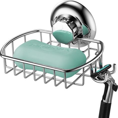 1 Porte-savon, Acier inoxydable, Ventouse système vide, Sans perçage, Salle de bain Cuisine (1/5)