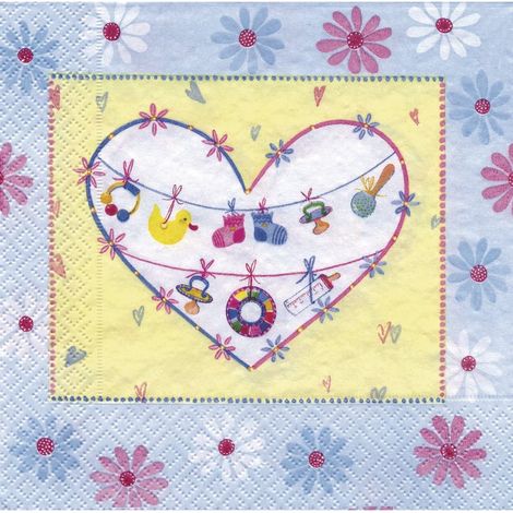 RAYHER - CONFEZIONE DI TOVAGLIOLI PER DECOUPAGE DA 20PZ 33X33CM - FANTASIA CUORE DECORATO