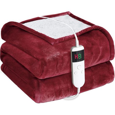 Couverture chauffante avec arrêt automatique - 130 x 180 cm - 10 niveaux de chauffage et minuterie de 8 heures - Protection contre la surchauffe - Lavable en machine - Pour la maison et le (1/5)