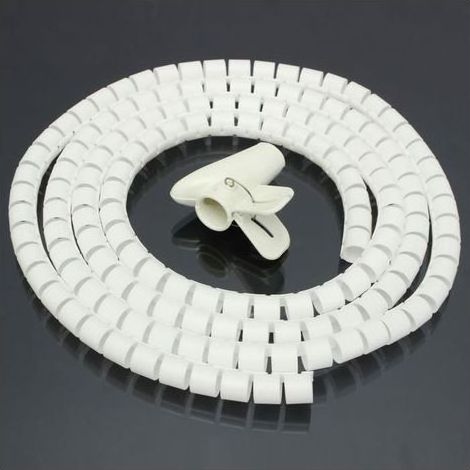 Blanc 2M Ø15mm Gaine Tube Spirale Range Cache Câble Fil Ruban Organisateur-Ywey (1/4)