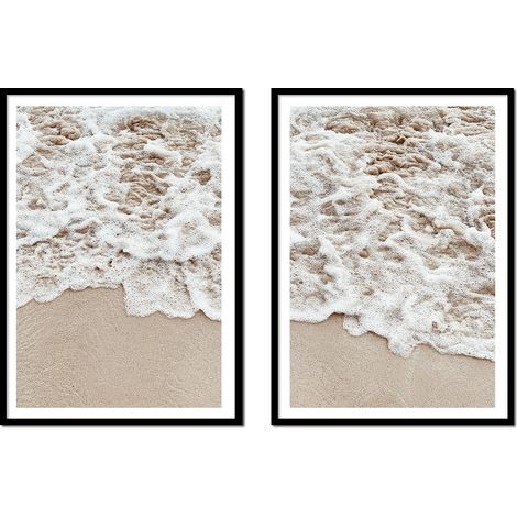 FOTO POSTER EN MARCO 53x73cm Díptico Conjunto de 2 cuadros Playa Boho Mar P2157 (1/3)