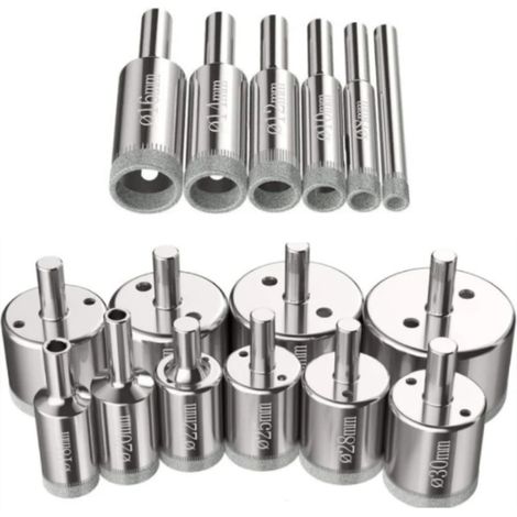 Ouylaf – Kit de scies-cloches 16 pcs pour perçage verre, céramique, carrelage, marbre – Forets diamant 6-50 mm en acier au carbone – Coupe nette sans éclat