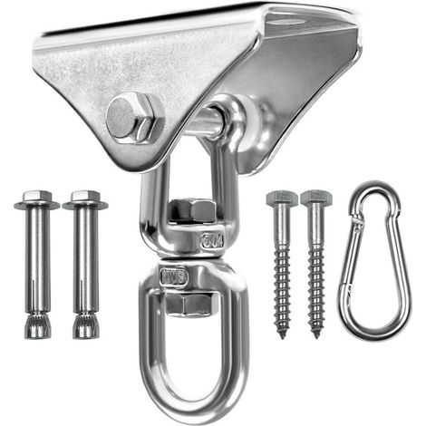 Support pour sac de frappe, chane pivotante en acier inoxydable avec 4 mousquetons pour sac lourd, balanoire de gym, trapèze et hamac (1/5)