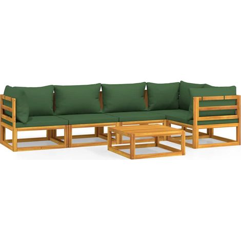 Maison Exclusive - Set Salotto da Giardino 6pz con Cuscini Verdi in Legno Massello