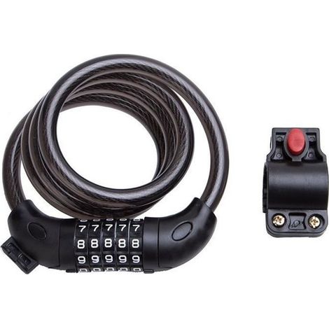 Câble Antivol Vélo à Code Ecent - 5 Chiffres 1,2m - Noir - Pour Vélo Loisir (1/4)