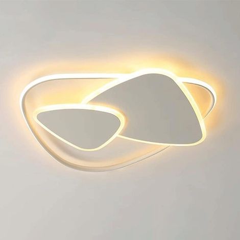 Plafonnier LED Semi-Flush – Moderne – Dimmable – Pour Salon, Salle à Manger, Bureau, Villa, Chambre, Couloir, Chambre Enfant, Entrée-Blanc-Lumière tricolore