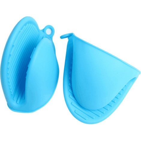 Gants de four en silicone épais pour cuisson, grill (Bleu) (1/4)