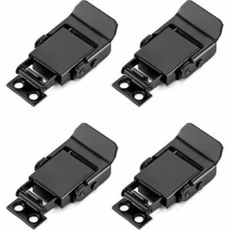 4PCS Loquet à Bascule en Acier Inoxydable, Fermeture à Levier Fermoir à Ressort pour Caisse Boîtes Coffret, Noir (1/5)