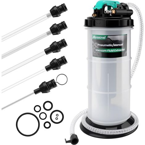 5.3L Pompe à Vide d'Aspiration Vidange d'Huile Moteur, Manuelle et Pneumatique Pompe a Huile, avec 6 Tuyaux et Soupape de Sécurité, Pompe d'Aspiration d'Huile pour Moteur, Transmission (1/5)
