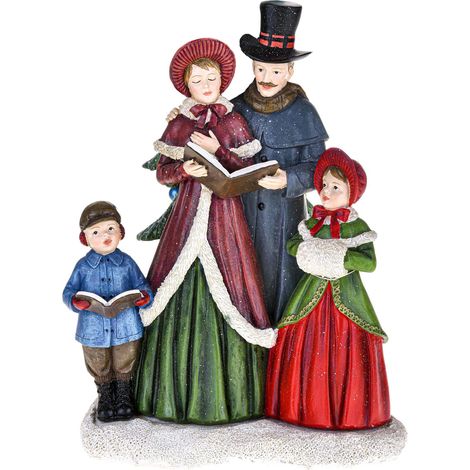 Statuetta natalizia "Famiglia di cantori" decorazione in resina da 28 cm (1/4)