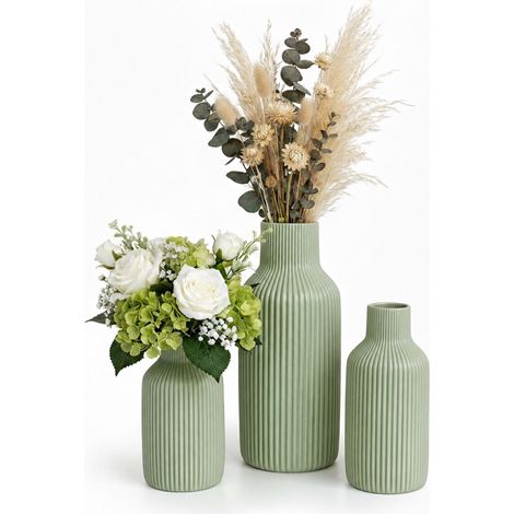 Set di 3 vasi in ceramica – Salvia, design scandinavo con texture (1/5)
