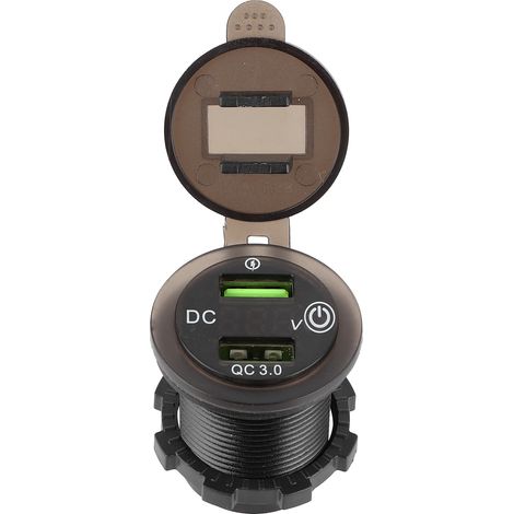 Dual-USB-Ladegerät mit QC 3.0 Schnellladefunktion, wasserdicht, mit LED-Voltmeter für Auto, Boot, Yacht, ATV, Wohnmobil, blaue LED-Beleuchtung (1/5)