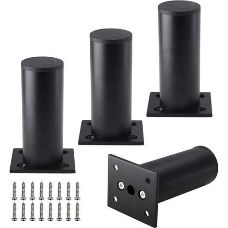 Lot de 4 pieds de meuble 4 pouces, pieds d'armoire réglables en alliage d'aluminium, pied de support de canapé rond en métal, pieds réglables (1/5)