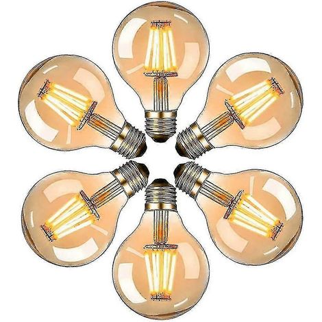 Lot de 6 ampoules LED vintage Edison E27 G80 6W blanc chaud 2700K (1/5)