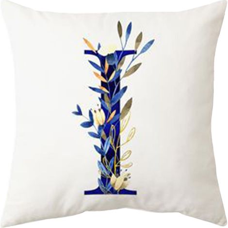 Taie D Oreiller Alphabet - 45 X 45 Cm - Imprimé Lettre Majuscule Entourée De Fleurs - Fond Blanc - Fermeture Éclair - Polyester Pêche - 1 Pièce (1/4)