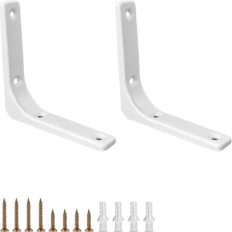 Lot de 2 supports d'étagère flottante en fer blanc 4x4 pouces, supports muraux robustes en L avec vis et chevilles (1/5)