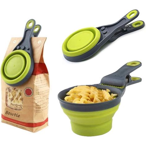 Juego de 2 cucharas plegables para mascotas, medidas precisas, cierre de clip, PP y TPE, para la cocina y los viajes. (1/5)