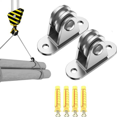 Poulies De Levage Poulie de Treuil Silencieuse Robuste et Compacte Capacité de Charge 80 kg Poulie en Acier Inoxydable Pour Bricolage Plafond Garage Rangement Levage De Kayak Montage Mur (1/5)