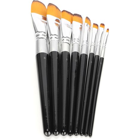 Ensemble de 8 pinceaux d'artiste en nylon pour peinture à l'huile, acrylique et aquarelle (1/5)