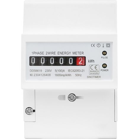 220V Compteur D'Énergie Électrique Monophasé Numérique Multifonctionnel Sur DIN Rail Meter 2 Ligne 4P (5(100) A) (1/5)