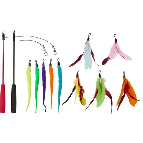 Kits de Jouets en Plumes pour Chats avec 2 Bâtonnets et 10 Recharges (1/5)
