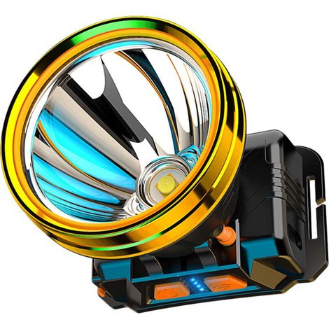 Lampe Frontale Rechargeable en Alliage d'Aluminium Lampe Frontale de Détection pour Pêche en Plein Air Forte Lumière Blanche Puce 55,DUBUNS (1/4)