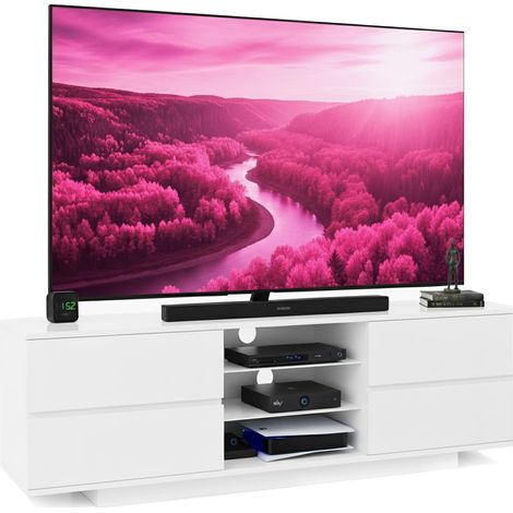 Centurion Supports Avitus Premium High Gloss White with 4-White Drawers & 3-Shelf 32"-65" LED/ OLED / LCD TV Cabinet (1/5)