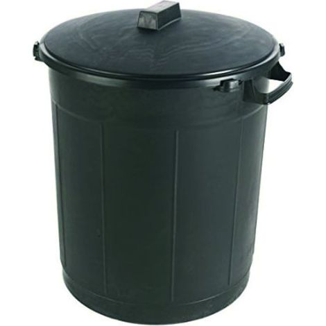 Poubelle avec couvercle verrouillable - 80 L - noir - LES GENERIQUES
