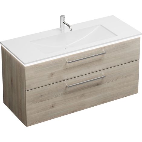 Meuble-lavabo en fonte minérale burgbad Eqio avec meuble