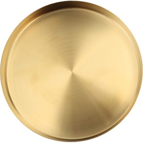 Plateau Rond en Acier Inoxydable, Organisateur de Bijoux Et de Maquillage/Assiette À Bougie, Assiette de Service Dorée pour Bar, Cuisine, Salle de Bain en Acier Inoxydable (Grand) (1/5)