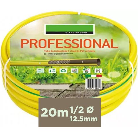 Tubo Irrigazione 3 Strati In PVC Retinato 1/2'' 12,5mm 20 Metri Tubo Flessibile da Giardino Uso Professionale (1/3)