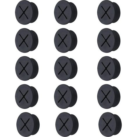 Passacavi in silicone, copriforo per cavi, passacavo, passacavi in plastica, copriforo rotondo per cavi, per scrivanie, copriforo per cavi, 15 pezzi