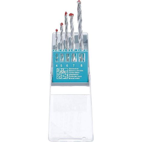 Jeu de Mèches pour Pierre 4-8 mm - 5 pcs - Acier Durable - Perçage Précis et Efficace, Pro - D-Work
