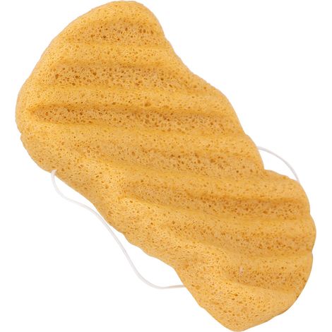 Éponge faciale en fibre végétale lavable et réutilisable, gant de toilette exfoliant doux, format poche, jaune, pour nettoyage du visage et du corps (1/5)