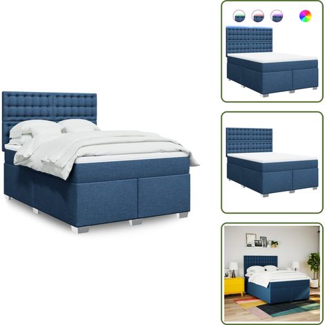 Cama ajustable - vidaXL Cama box spring con colchón tela azul 160x200 cm - Cama de muelles