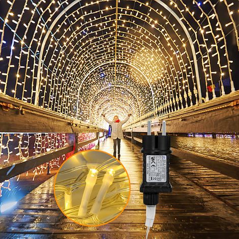 Randaco Guirnalda luminosa LED para Boda, Decoración de Fiesta de Navidad, 10M 200 LED, Blanco cálido (1/5)